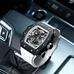 Wristwatches TSAR BOMBA Carbon Fiber Mechanical Watch Sapphire Crystal Mirror Fashion Trend Cool 50M Waterproof Luminous