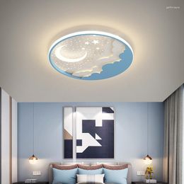 Ceiling Lights Modern Children Led Fixtures For Boutiques Kids Room Stained Lamp Starry Moon Lighting Lampara