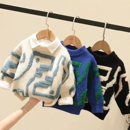 Pullover Cardigan 2023 Autumn Winter Baby Kids Boys Long Sleeve Solid Colour Knit Sweater Baby Kids Boys Girls Pullover Sweaters Jumper Clothes 231009