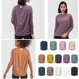 Long Sleeve Shirt Women Yoga Sports Tops Fitness Shirts Bum-Covering Length Sweatshirts Super Soft Relaxed Fit Autumn and Winter Top Tee for On the Go