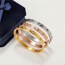 4mm wide Men Screw Bracelet fashion designer cuff Luxury trendy bangle 18k rose gold plated Diamond titanium steel for women nail bracelet designer Jewellery