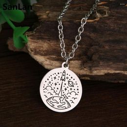 Pendant Necklaces SanLan 12PCS UFO Jewelry With Chain Spaceship Necklace Aliens Alien