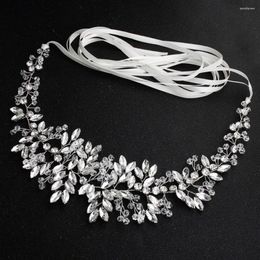 Belts Ribbon Waist Belt Elastic Bling Luxury Dress Waistband Floral Diamond Rhinestone Bridal Bridesmaid