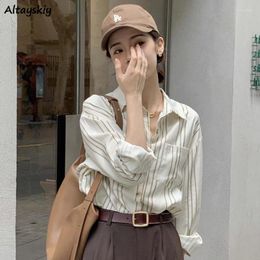 Women's Blouses Striped Shirts Women Tops Vintage Chic Loose Cool British Style Temper Camisas Mujer All-match Personal Streetwear Daily