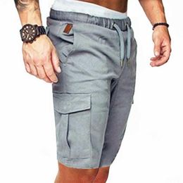 Men's Shorts Men Cotton Bermuda Male Summer Military Style Straight Work Pocket Lace Up Short Trousers Casual Vintage269T
