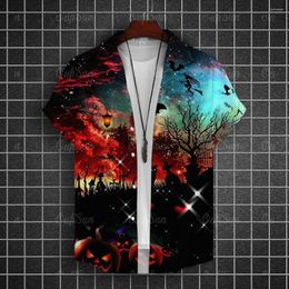 Men's Casual Shirts Halloween Man T Shirt Tops 3d Printing Print Ghost Summer Clothing Mens Fashion Short Sleeved Costume Oversized 5xl