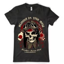 Men's T-Shirts Kamikaze Pilot Fighter Skull Sky Aeroplane Jet Tee Summer Short Sleeves Hip Hop T Shirt187z