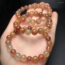 Link Bracelets Natural Colored Hair Quartz Bracelet String Charms Strand Women Men Exquisite Jewelry Gift Healing Crystal Energy 1pcs