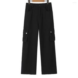 Pants 2023 Autumn Good Quality Clothes Women Straight Leg Plus Size High Waist Casual Double Pockets Curve Cargo Long Trousers