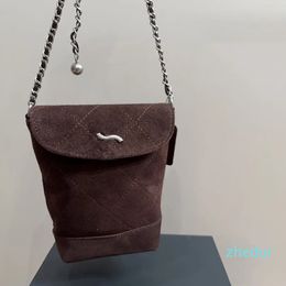 Women Luxury Brand Bag Suede Phone Bag Small Silver Ball Vintage Chain Adjustable Shoulder Strap Crossbody Bag Exquisite and Small