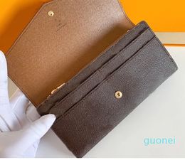 TOP version quality luxury designer purses women men wallets handbag Brand Canvas letter credit card holder brown printing coin pu