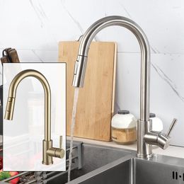 Kitchen Faucets ULA Pull Out Faucet Stainless Steel Cold Water Mixer Tap 2 Modes Flexible Sink Gold Nozzle