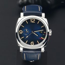 Wristwatches 2023 BRAND Pre-owned GMT Steel 41mm Blue Alligator Leather Strap Automatic Watch Men's Mechanical Reloj Hombre