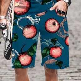 Men's Shorts Summer Apple Pattern Swimsuit Loose Swimming Comfortable Quick Dry Streetwear Elastic Waist Mens Clothing Oversized