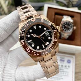 Rolesx uxury watch date hight quality Luxury Ceramic rotating bezel RLolex Luminous wrist watches 40mm Famous GMT 904L Automatic Factory iced out Movement watch