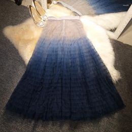 Skirts Show Stacked Splicing Stitching Star Sky Blue Gradient Perspective Yarn Skirt Big Pendulum Fairy Cake Half Woman