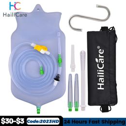 Feminine Hygiene 2L Foldable Enema Bag Kit Silicone Anal Vagin Douche Colon Irrigation Cleaning Nozzle Female Hygiene Washing Health Care 231009