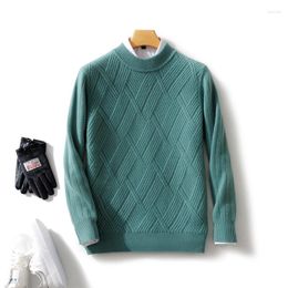 Men's Sweaters O-neck Diagonal Stripe Pullover Pure Cashmere Wool Soft Sweater Autumn Winter Casual Thick Basis Large Size Top