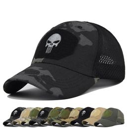 Outdoor Hats Tactical Military Baseball Caps Multicolor Camouflage Breathable Sun Visor Mesh Outdoor Hunting Hiking Skeleton Hat 231007