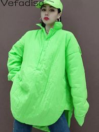 Womens Down Parkas Vefadisa Spring Autumn Lapel Pullover Coat Loose Solid Colour Thickening Patches Jacket Green LHX3987 231009