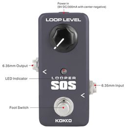 KOKKO-Portable Guitar Effect Pedal, FLP2, Looper Effects, 5 Minutes Looping Time, Loop Station, Delete Power Adapter