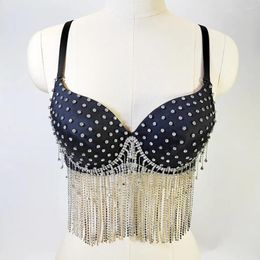 Women's Tanks Diamond Fringed Sexy Bra For Women Stage Backless Beaded Bras Female Nightclub Party Tank Top Camisole Y4455