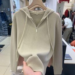 Women's Sweaters Autumn Winter Women Sweater 2023 Fashion Korean Long Sleeve Knitted Zipper Hooded Pullover Female Knitwear Tops Ladies