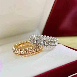 European luxury Jewellery 925 sterling silver willow nail gold-plated ring men and women fashion classic brand party gift Y220310255C
