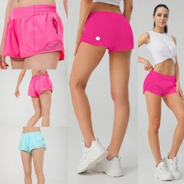 LU LU Womens Yoga Shorts Outfits With Exercise Fitness Wear Hotty Short Girls Running Elastic Pants Sportswear Pockets Hot Shorts