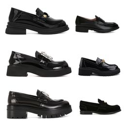Tasarımcı Sonbahar Günlük Ayakkabı Kadınlar için Kahverengi Siyah Açık Mekan Mizaç Deri Kalın Çözilmiş Bayan Ayakkabı Eur 36-40