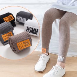 Trousers 3 10 Year Girl Stretch Leggings Letters Baby Kids Autumn Clothes Pants Toddler Child Soft Knitted 231007