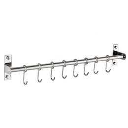 Kitchen Towel Hooks Home Pan Tools Storage Rack Punch Free Screw Fixed Hanger Organizer Utensils Stainless Steel Holder Wall Mounted Hanging Pot 231007