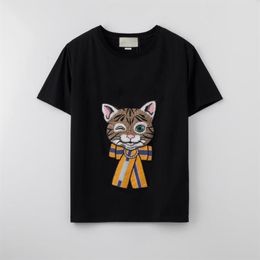 100%cotton embroidery cat t shirts whole Fashion mens T-shirt Classic loose style womens tshirt High-precision knitting techno339o