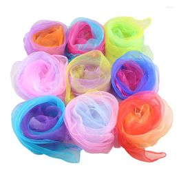 Table Napkin 20PCS 60x60cm Women Gradient Colour Square Scarf Imitated Silk Scarves Girls Dancing Small Thin Chiffon Neckerchief