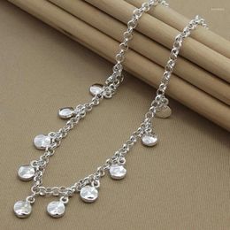 Chains High Quality 925 Sterling Silver Small Disc Pendant Necklace For Woman Christmas Valentine's Day Party Charm Jewelry Gift