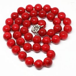 Chains Fashion Red Artificial Coral 8 10 12 14mm Round Beads Necklace Ly Fine Jewelry Women Elegant Gift 18inch