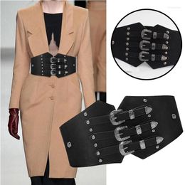 Belts Elastic Faux Leather Plus Size Belt For Women Black Wide Slim High Waist Seal Dress Coat Decoration Fashion Vintage Corset