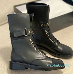 Women Designer Boots Fashion Black Leather Shoes 2023