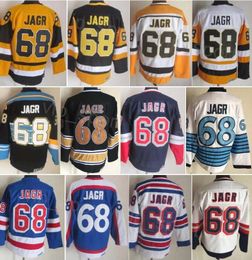 CCM Hockey Retro 68 Jaromir Jagr Vintage Jersey Retire Classic All Stitching Pure Cotton Breathable For Sport Fans Team Colour Black White Navy Blue Yellow Mens Sale