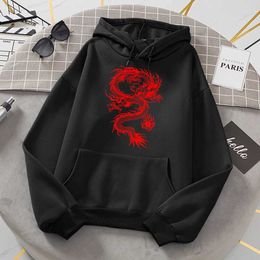 Red Dragon Fashion Sweat Printing Women Hoody Oversize Loose Sweatshirts Autumn Fleece Hoodies Fashion Casual Clothing Female 230915