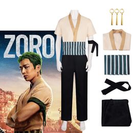 Anime Movie Roronoa Zoro Cosplay Costume Real Person Version Cosplay Top Pants Full Set Halloween Carnival Party Costume for Mencosplay