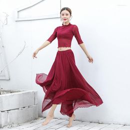 Stage Wear Women Belly Dance Training Suit Oriental Performance Uniforms Eastern Costumes Two Pcs Top And Skirt Set Long Dress