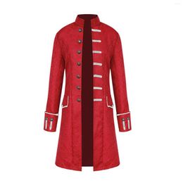 Men's Suits Fashion Halloween Men Steampunk Winter Warm Long Sleeve Vintage Gothic Tailcoat Jacket Overcoat Buttons Trench Coat Outwear