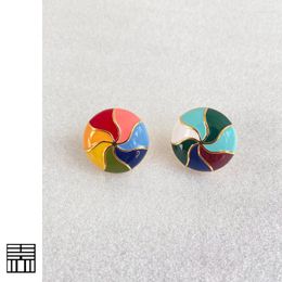 Dangle Earrings LONDANY Colourful Enamel Women French Vintage Donuts Hemispherical Small Umbrella