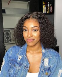 Synthetic 's Short Afro Kinky Curly s Ombre Brown Middle Part Nature Hair Black Daily Party Headgear with Clips 231007