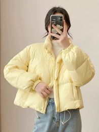 Womens Down Parkas Zoki Preppy Style Women Puffy Coat Casual Korean Thick Warm Winter Fashion Loose Long Sleeve Female Simple Solid Jacket 231009
