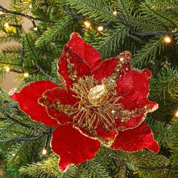 Decorative Flowers 1pc Xmas Tree Pendant Drop Artificial Ornaments Christmas Glitter Simulation Home Wedding Diy Party