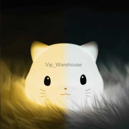 Night Lights Silicone Cat LED Night Light Touch Sensor 2 Colours Dimmable Timer USB Rechargeable Bedroom Bedside Lamp for Children Baby Gift YQ231009