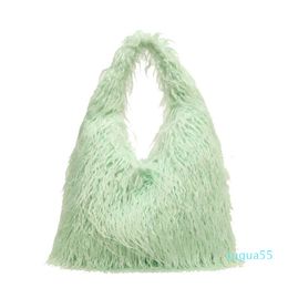 High Capacity Tote Bag Fur Beach Wool Plush Bag Women's Plush Bag