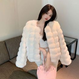 Women's Fur 2023 Winter Luxury Faux Jacket Women Elegant Thick Warm Feather Coats Female Fashion Evening Party Outwear Short Clothes